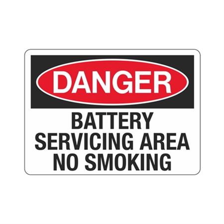Danger Battery Servicing Area No Smoking Sign